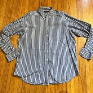 Ralph Lauren Purple Label Mens Dress Shirt Blue Stripe Italy Button Up